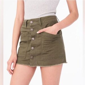 NWT 4 Aeropostale Army Green Khaki Button Front Cotton Denim Jean Mini Skirt